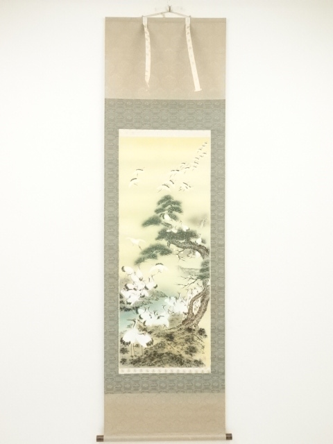 真作】掛軸 豊秋半次（半二） 丹鶴 気品漂う吉祥の一幅 二重箱入 T175